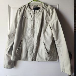 Mossimo off white reptile print snakeskin faux leather moto jacket